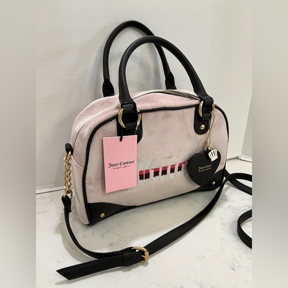 Juicy Couture Handbags - JUICY COUTURE SOFT PINK SATCHEL WITH BLACK ACCENTS